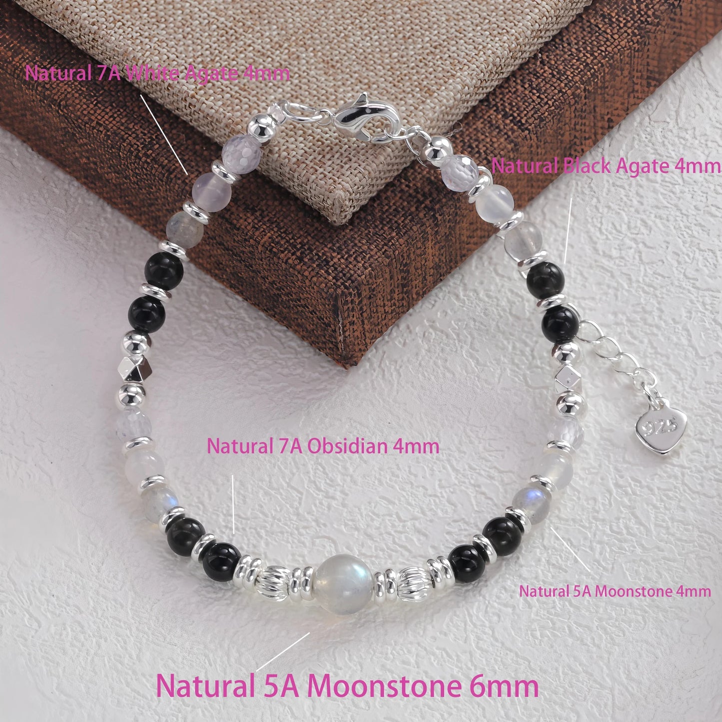 925 Sterling Silver Butterfly Bead String Bracelet