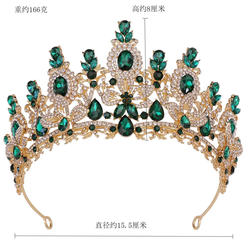 Bloom Veil Co. Royal Queen Champagne Gold Bridal Crown – Luxury Crystal Wedding Tiara