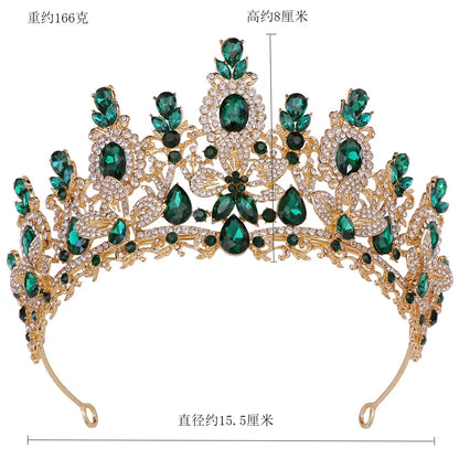 Bloom Veil Co. Royal Queen Champagne Gold Bridal Crown – Luxury Crystal Wedding Tiara