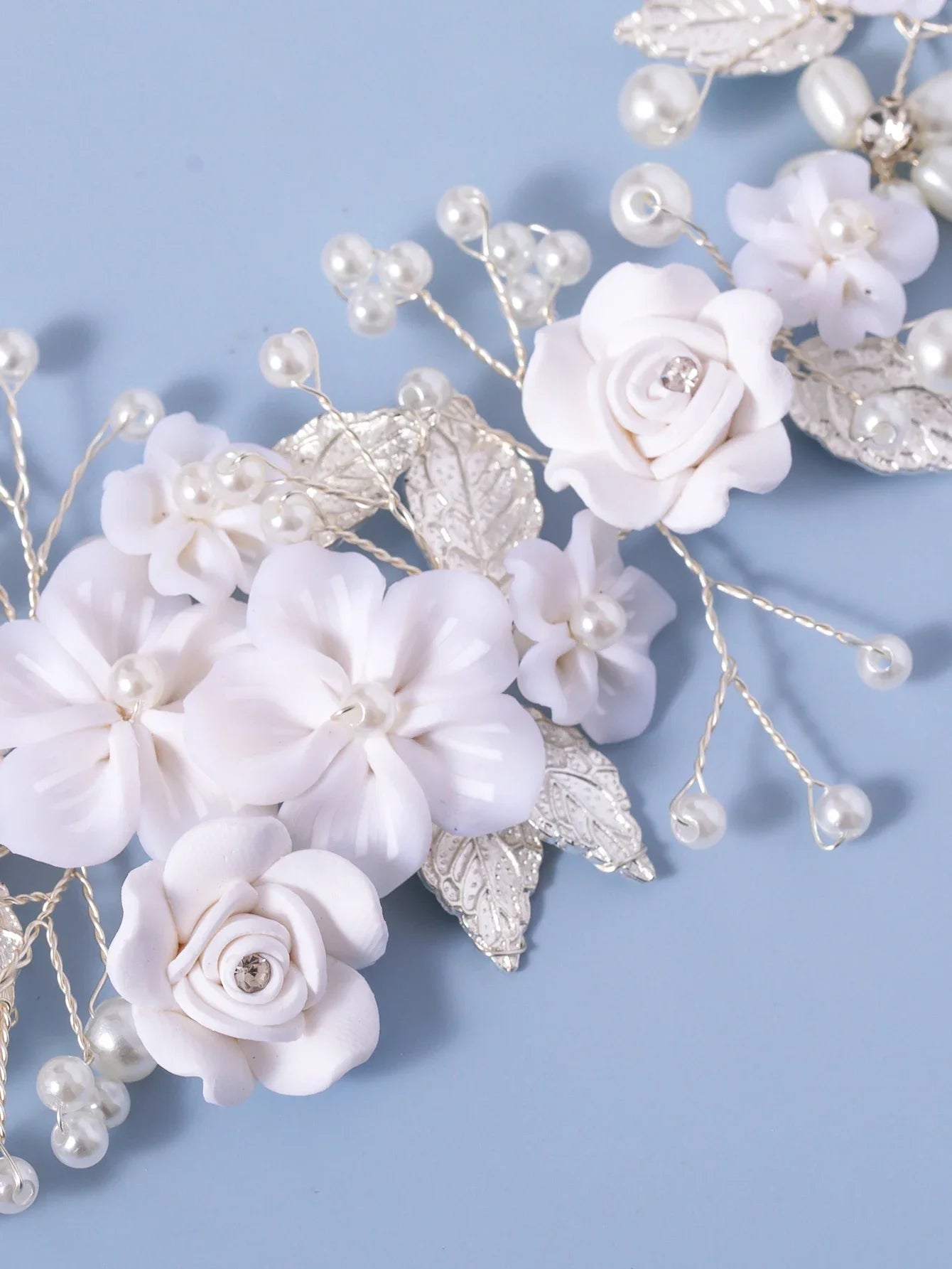 Elegant Bridal Hair Vine – Pearl and Rhinestone Leaf Wedding Headpiece