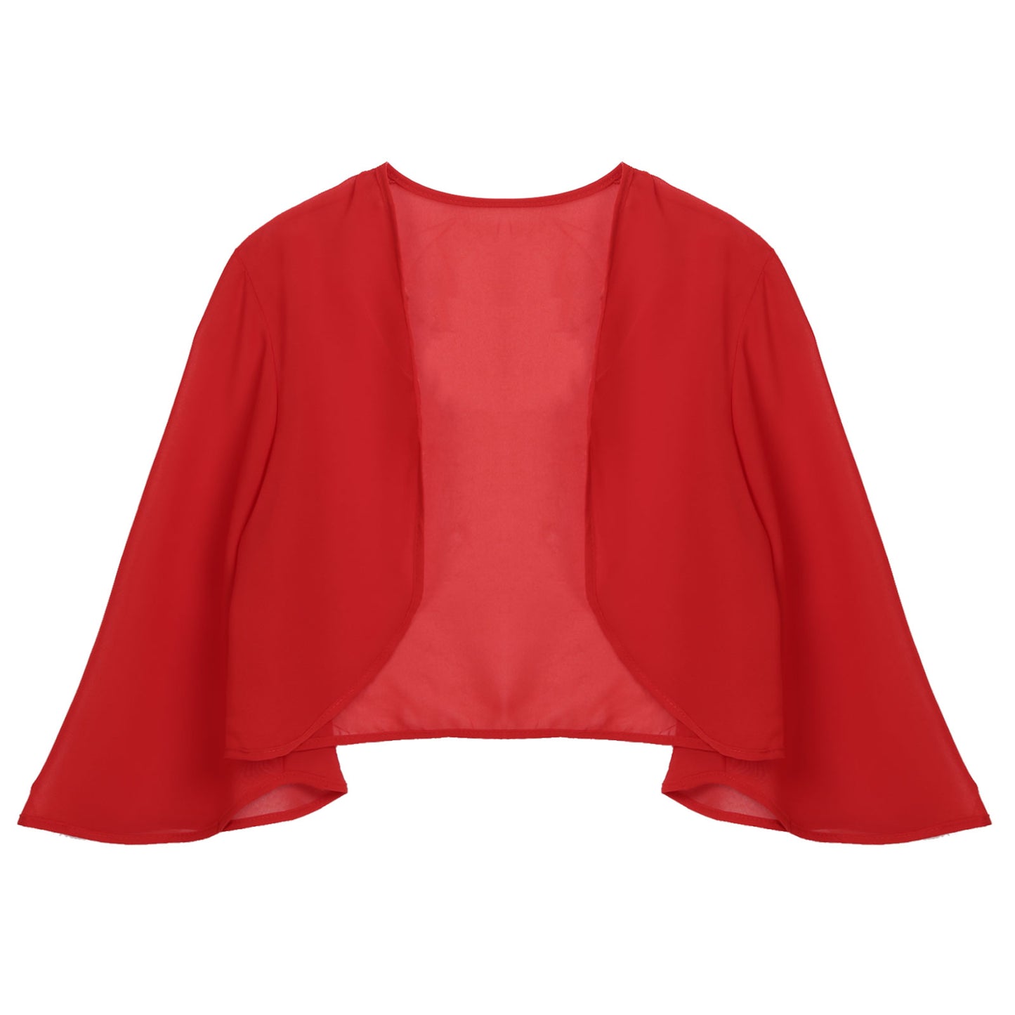 Women 3/4 Sleeve Chiffon Cardigan Bolero Shawls Outerwear Wedding Bridal Party Dress Wraps Beach Vacation Cover Ups Soft Cape