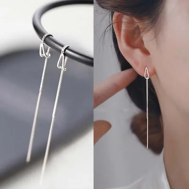 French Luxury Long Zircon Tassel Twisted Drop Earrings