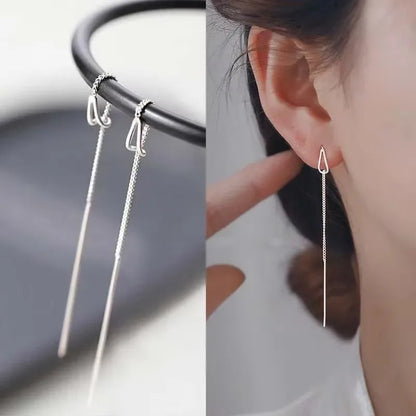French Luxury Long Zircon Tassel Twisted Drop Earrings