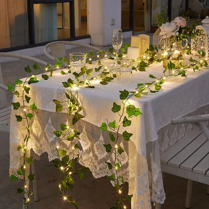 Botanical Green Leaf LED Fairy String Lights Garland