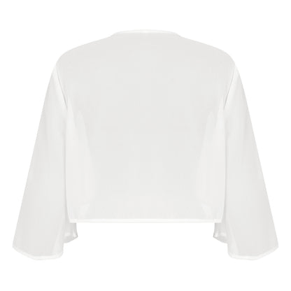 Women 3/4 Sleeve Chiffon Cardigan Bolero Shawls Outerwear Wedding Bridal Party Dress Wraps Beach Vacation Cover Ups Soft Cape