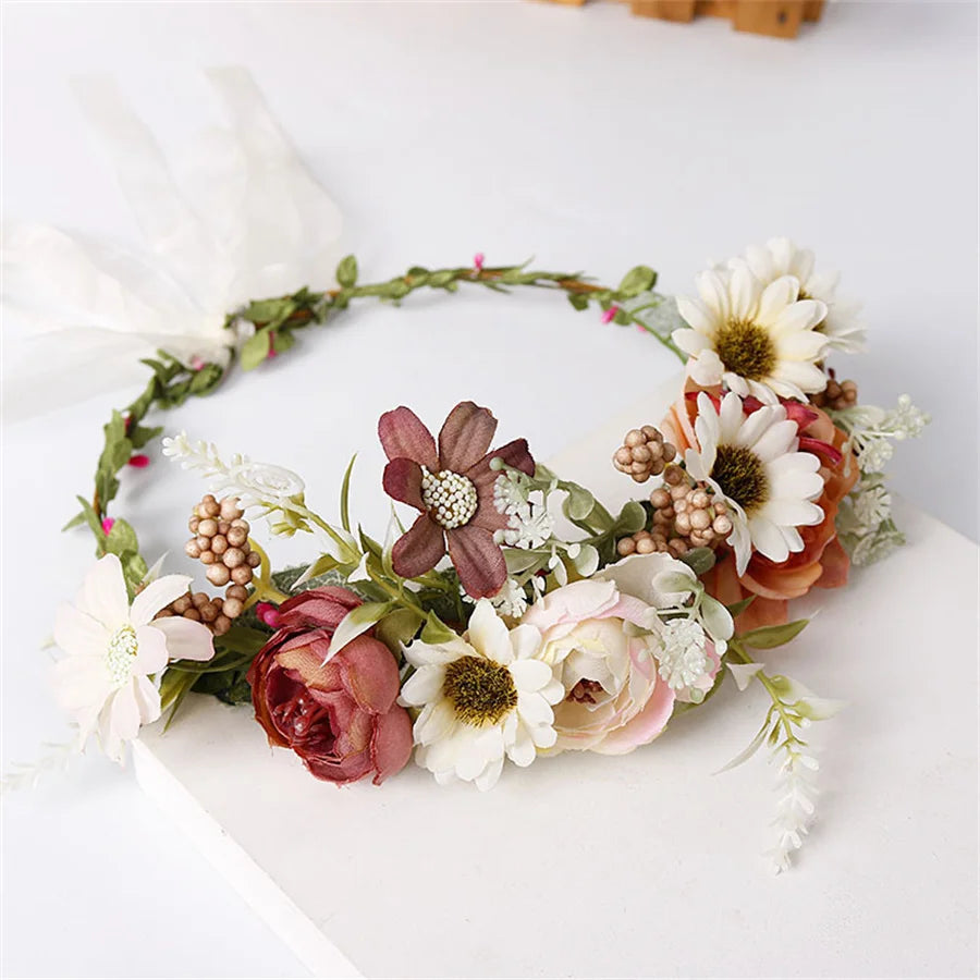 Botanical Flower Crown Boho Bridal Headband
