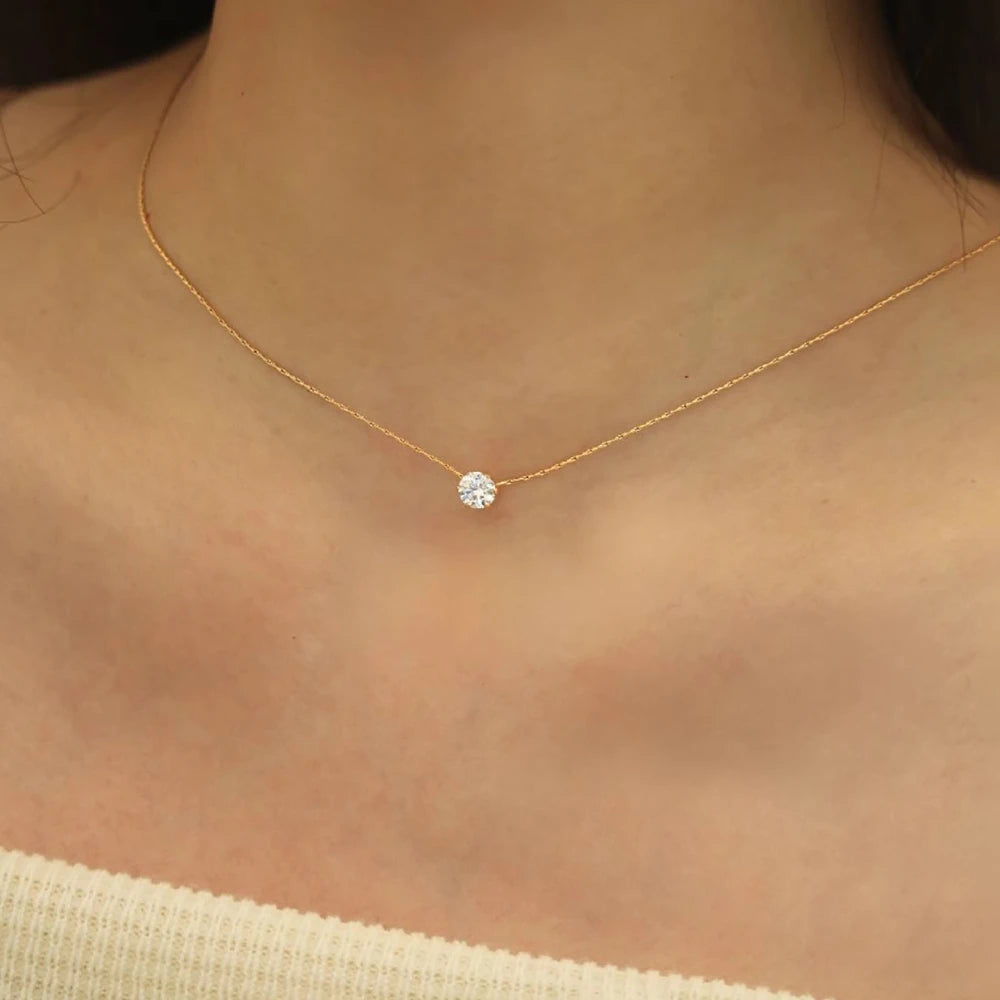 Dainty Round AAA Zircon Anti-Tarnish Pendant Necklace