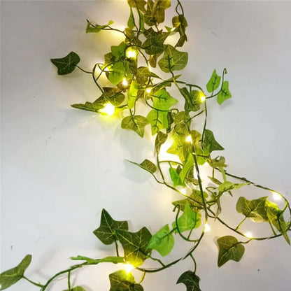 Botanical Green Leaf LED Fairy String Lights Garland