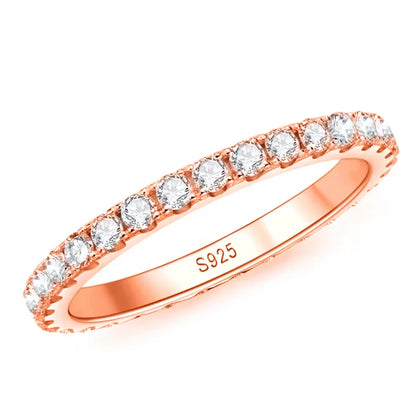 2mm D Color Moissanite Eternity Band | 18K White Gold Plated Sterling Silver Wedding Ring