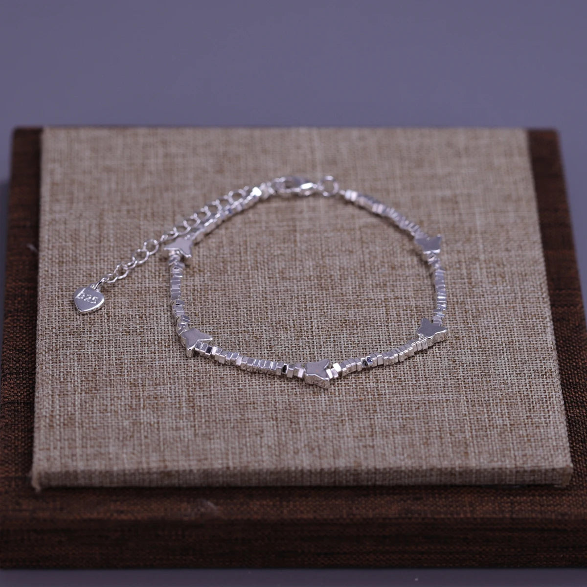 925 Sterling Silver Butterfly Bead String Bracelet