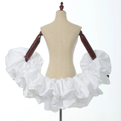 Satin Puff Sleeve Cape Bridal Shawl Ruffled Bolero Wrap for Bride Wedding Dress Cover Up
