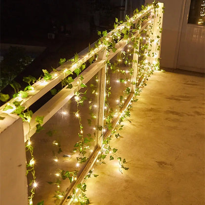 Botanical Green Leaf LED Fairy String Lights Garland