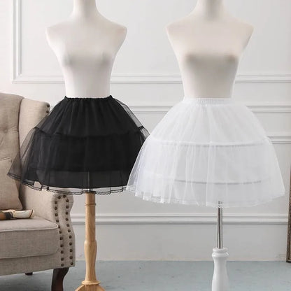 Girls Crinoline Petticoat with hoop Under skirt Short White Underskirt A-line Ball Gown Petticoats