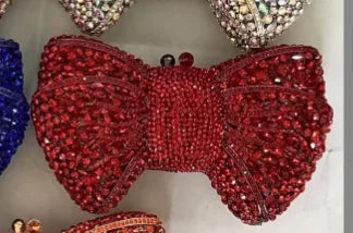 Newest Rhinestone Green/Black Clutch Purse Bow Luxury Diamond Women Red Evening Clutches Bags Wedding Bridal Bag Stones Handbags