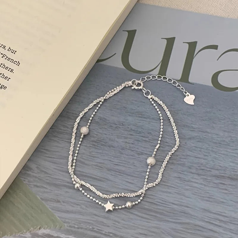 925 Sterling Silver Butterfly Bead String Bracelet