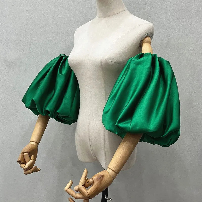 Satin Removable Puffy Short Sleeves Bridal Arm Accessories