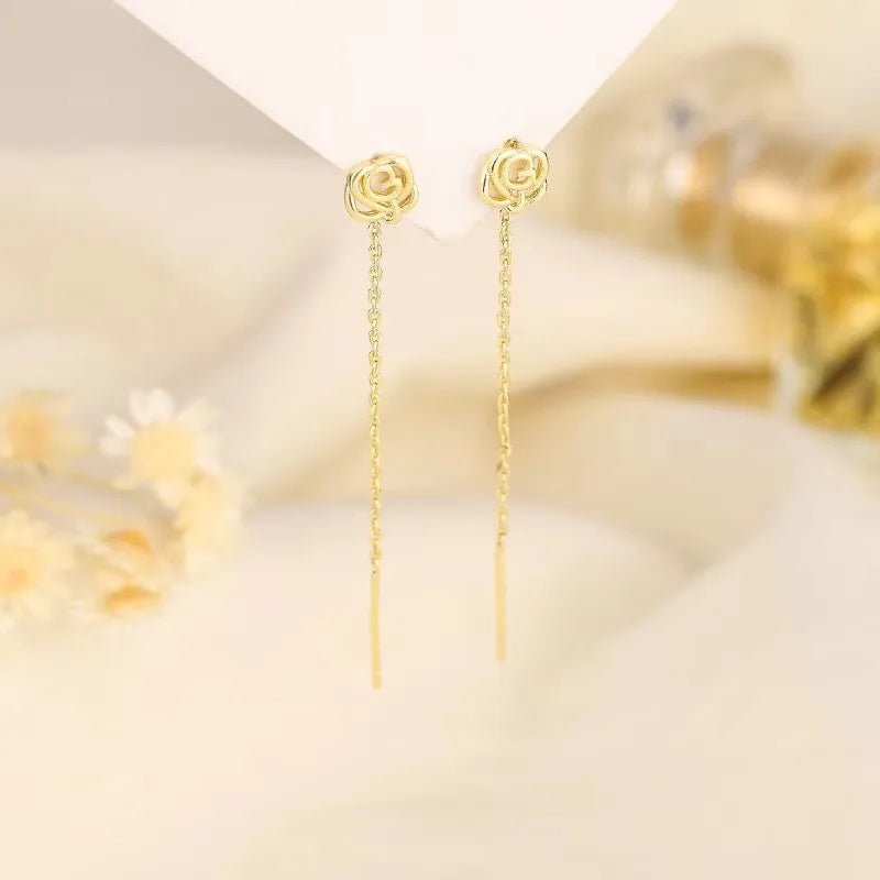 French Luxury Long Zircon Tassel Twisted Drop Earrings