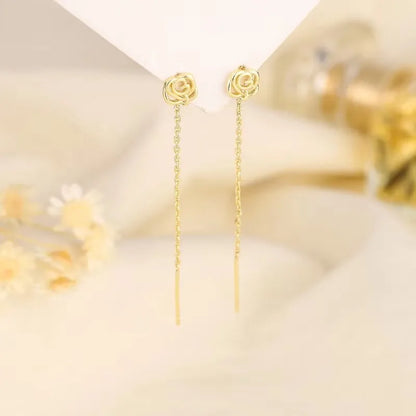 French Luxury Long Zircon Tassel Twisted Drop Earrings