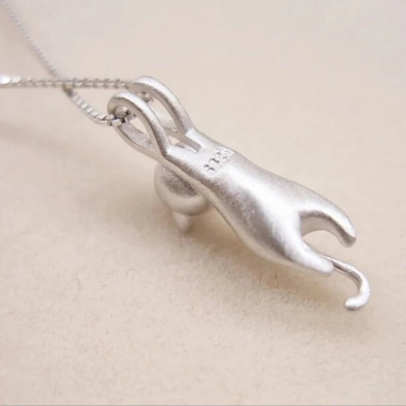 925 Sterling Silver Cute Kitty Pendant Necklace