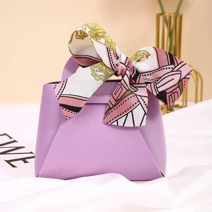 Luxury Leather Wedding Favor Bags | Mini Handbag Gift Bags with Ribbon | Wedding Guest Candy Bags | Set of 5