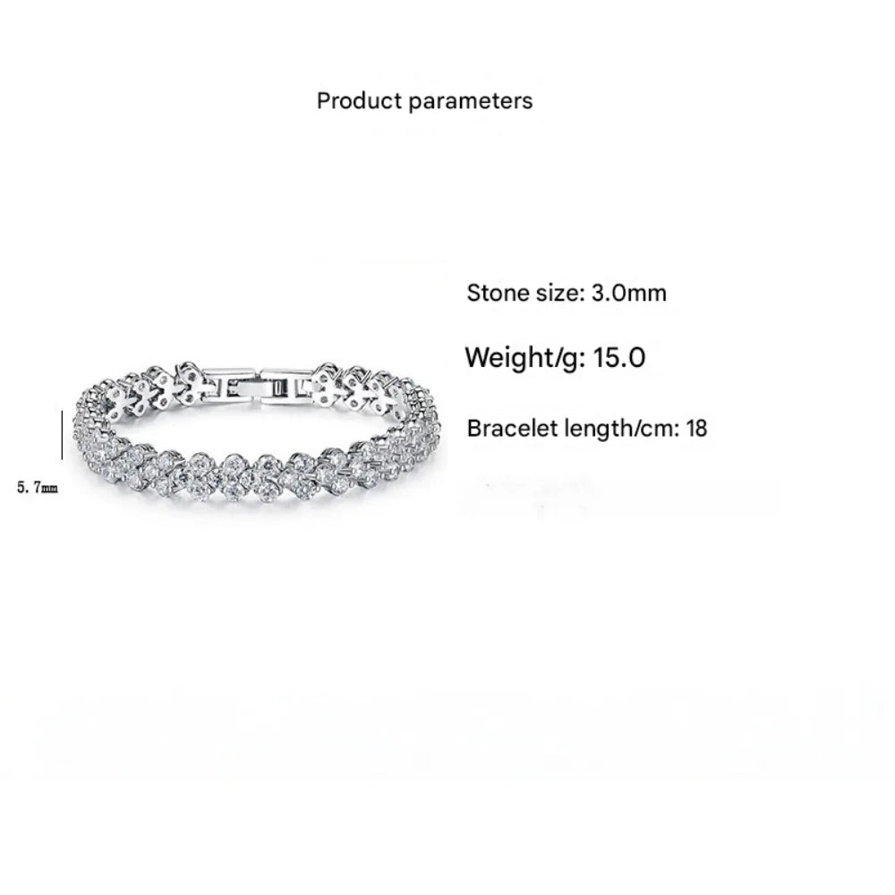 925 Sterling Silver Love Zircon Bracelet – Luxury Bridal Gift