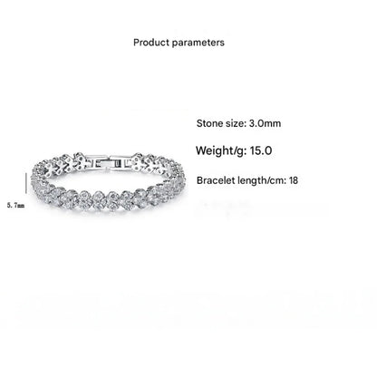 925 Sterling Silver Love Zircon Bracelet – Luxury Bridal Gift