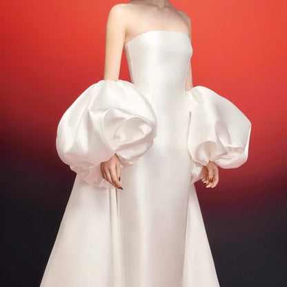 Satin Removable Puffy Short Sleeves Bridal Arm Accessories