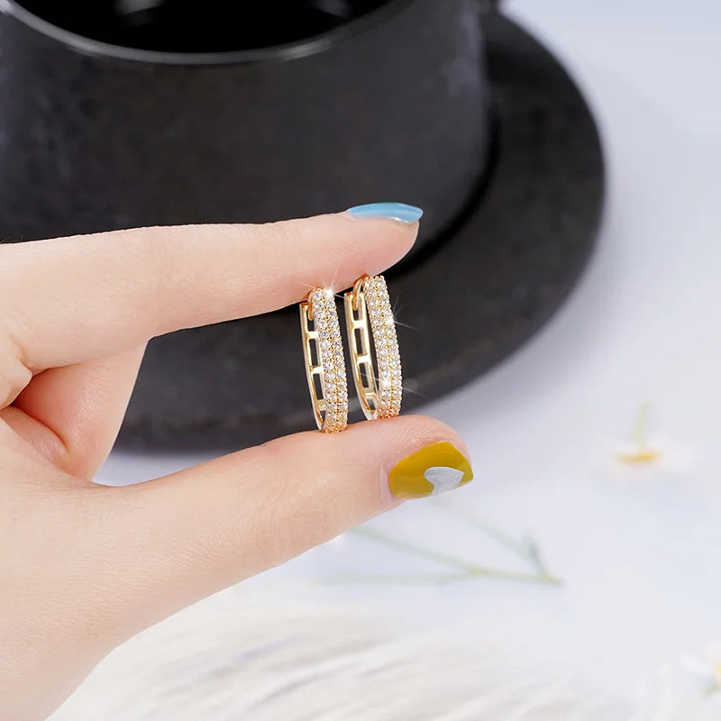 Luxury Full Paved CZ Hoop Earrings