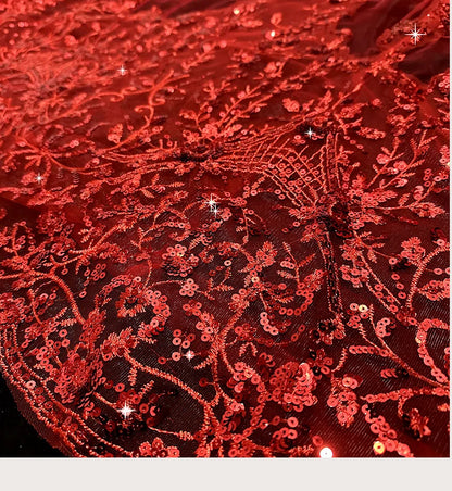 Saudi Arabia Red Wedding Veil 3.5m Long Bridal Veils 2026 Latest Tulle with Floral Applique