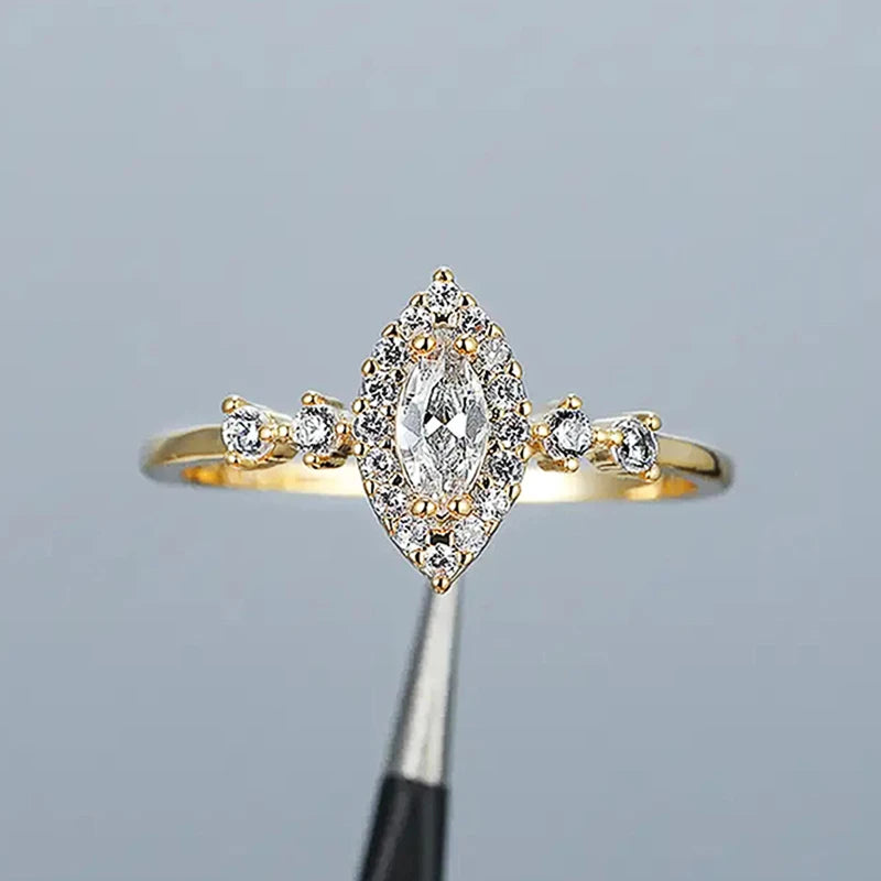 Geometric Cubic Zirconia Wedding Band | Trendy Bridal Ring | Women’s Fashion Jewellery