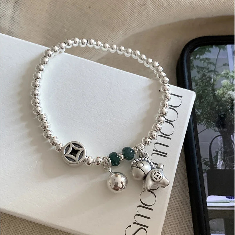 925 Sterling Silver Butterfly Bead String Bracelet