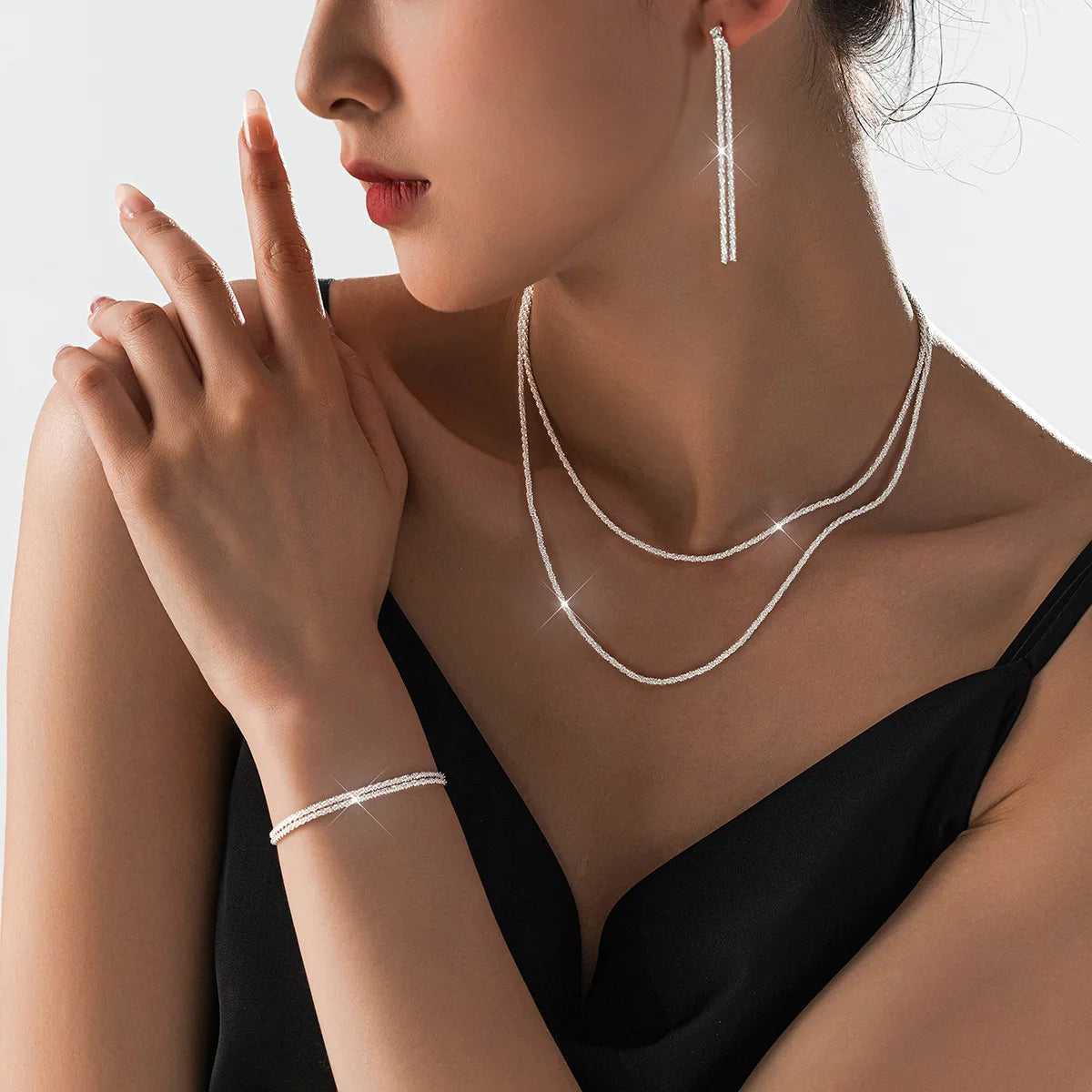 Starry Sky Shiny Silver Plated Jewelry Set