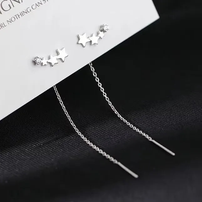 French Luxury Long Zircon Tassel Twisted Drop Earrings