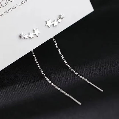 French Luxury Long Zircon Tassel Twisted Drop Earrings