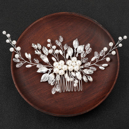 Handmade Pearl Flower Bridal Hair Comb – Silver Crystal Wedding Clip