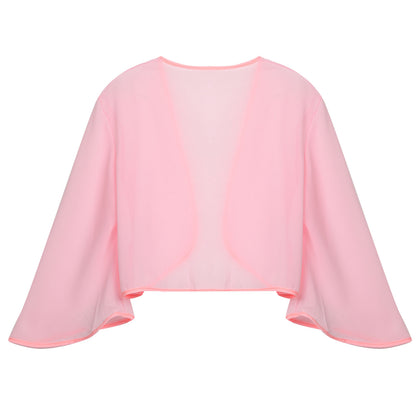 Women 3/4 Sleeve Chiffon Cardigan Bolero Shawls Outerwear Wedding Bridal Party Dress Wraps Beach Vacation Cover Ups Soft Cape
