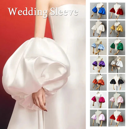 Satin Removable Puffy Short Sleeves Bridal Arm Accessories