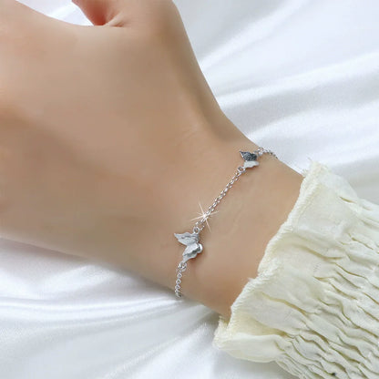 925 Sterling Silver Butterfly Bead String Bracelet