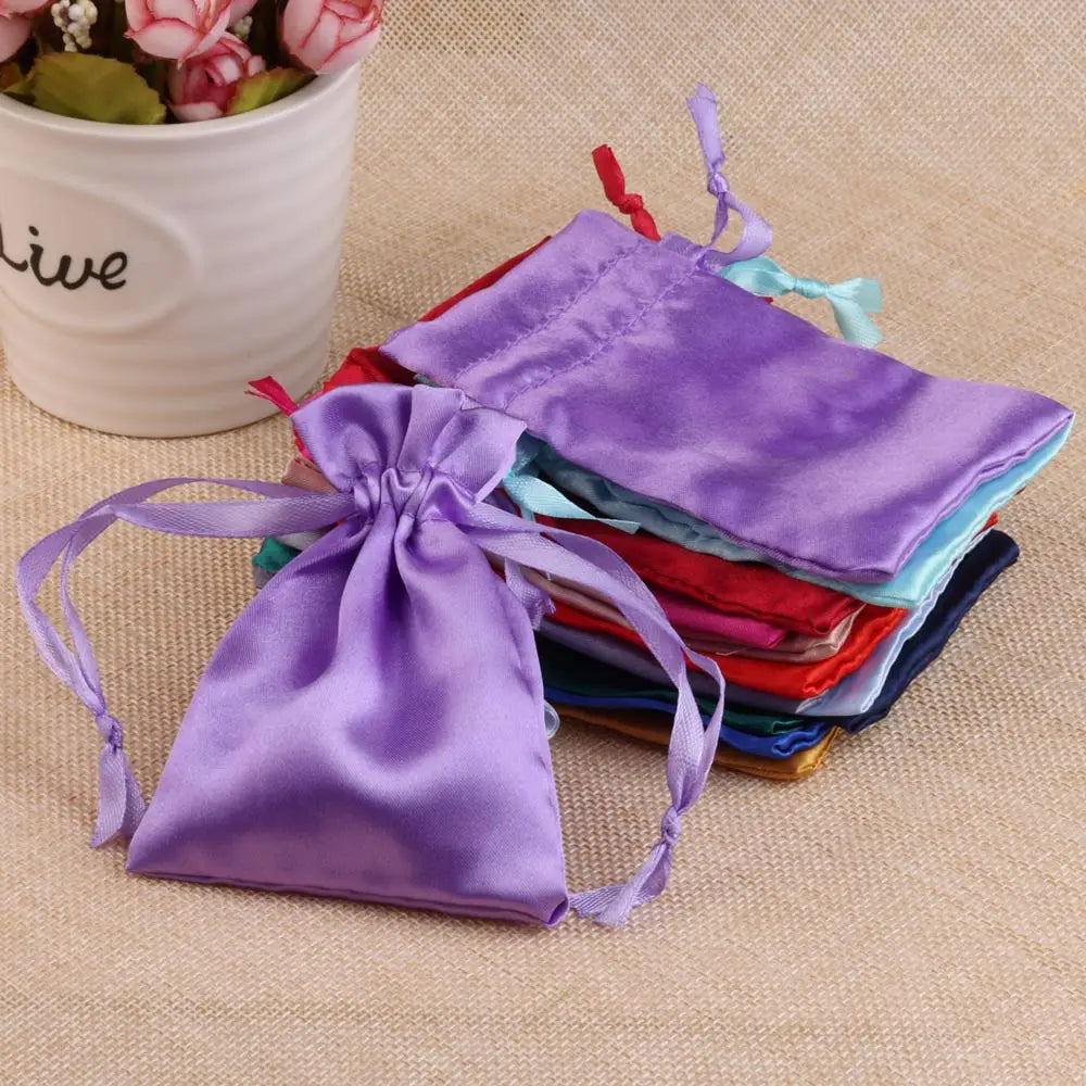 Silk Jewelry Gift Bag Satin Drawstring Pouch For Wedding Party Candy Bag Luxury Jewelry Packing