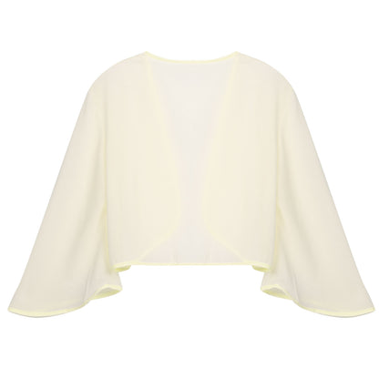Women 3/4 Sleeve Chiffon Cardigan Bolero Shawls Outerwear Wedding Bridal Party Dress Wraps Beach Vacation Cover Ups Soft Cape