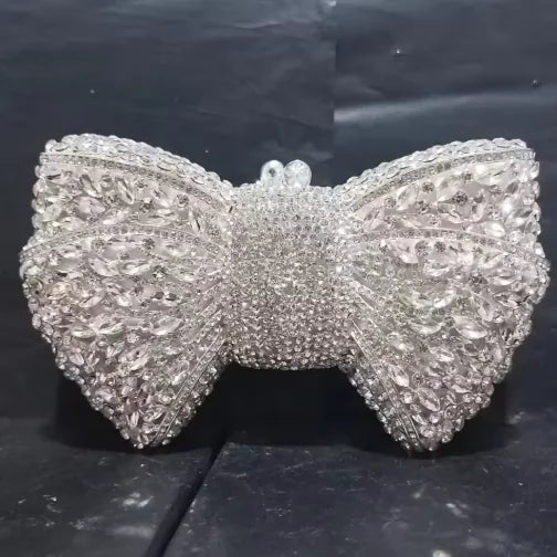 Newest Rhinestone Green/Black Clutch Purse Bow Luxury Diamond Women Red Evening Clutches Bags Wedding Bridal Bag Stones Handbags