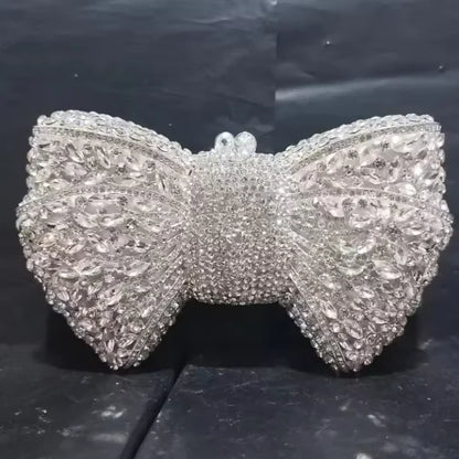 Newest Rhinestone Green/Black Clutch Purse Bow Luxury Diamond Women Red Evening Clutches Bags Wedding Bridal Bag Stones Handbags