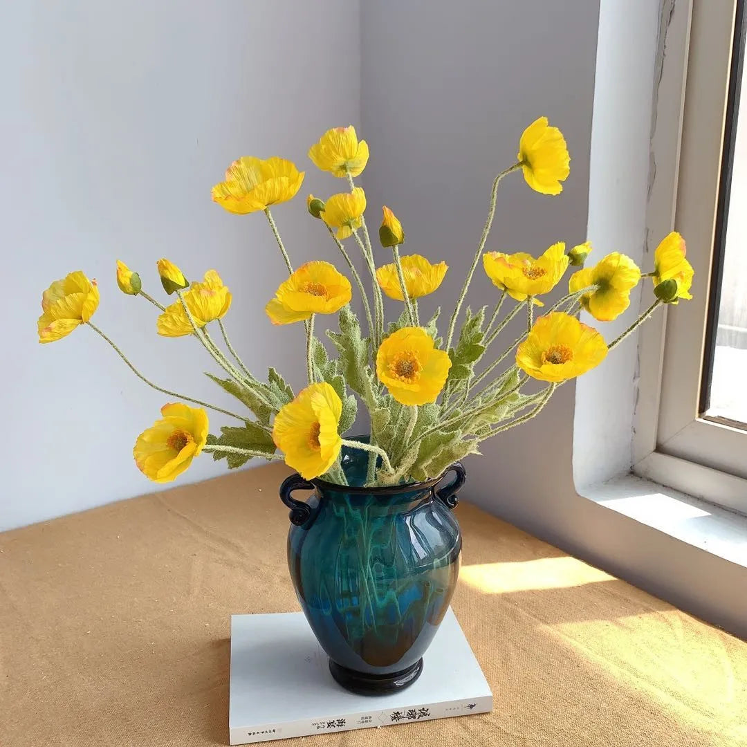 Artificial Flowers Fake Poppy Silk Flowers Long Stem Housewarming Garden Table Wedding DIY Party Wedding Bridal Bouquet Decor