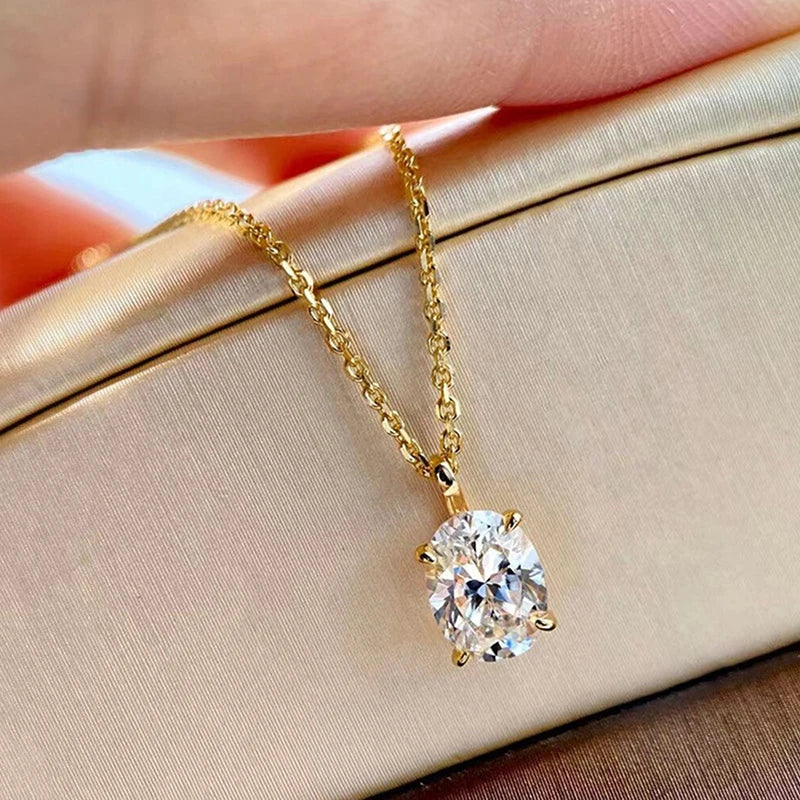 Classic Oval Shape Zirconia Pendant Necklace