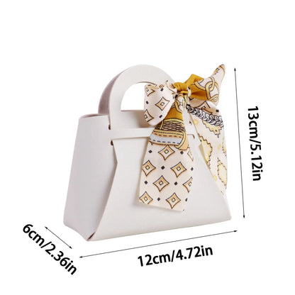Luxury Leather Wedding Favor Bags | Mini Handbag Gift Bags with Ribbon | Wedding Guest Candy Bags | Set of 5