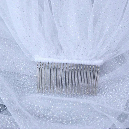 Grand 3.5m Sparkly Sequined Cathedral Wedding Veil with Comb | Premium White & Champagne Bridal Shimmer Veil