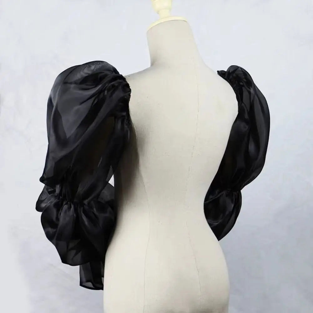 Elegant Puff Wedding Arm Sleeves Evening Dress Decor Ruffles Bride Detachable Sleeves Bowknot Sweet Sheer Cover Sleeves Banquet