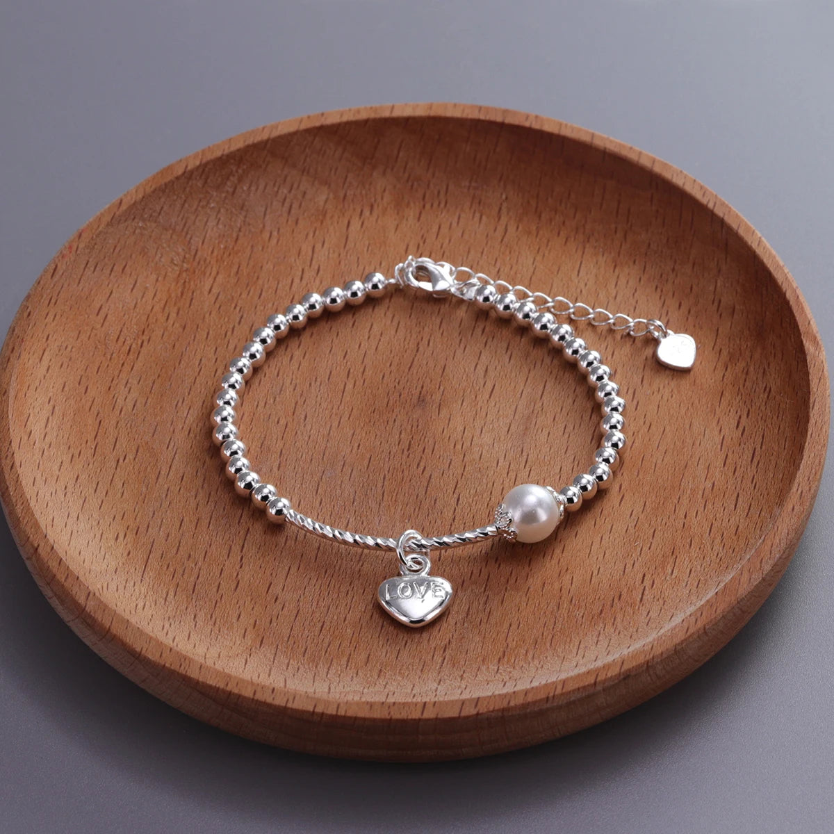 925 Sterling Silver Butterfly Bead String Bracelet