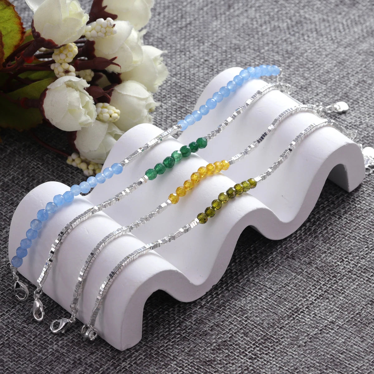 925 Sterling Silver Butterfly Bead String Bracelet