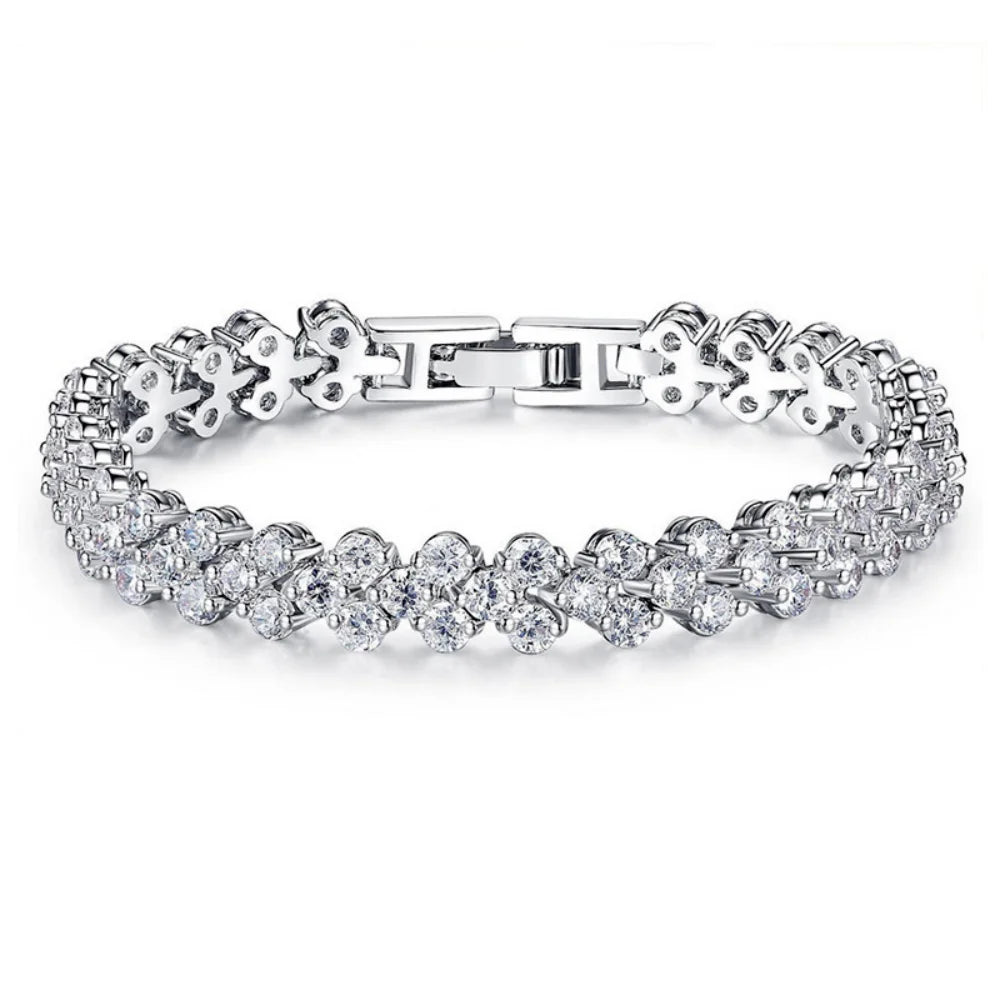 925 Sterling Silver Love Zircon Bracelet – Luxury Bridal Gift